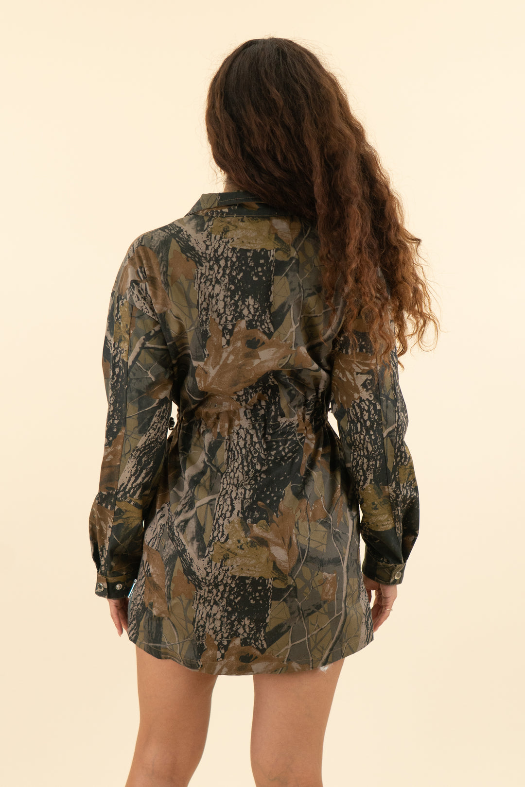 AUCTION maniere de voir dark brown camo print cinched waist utility jacket dress (8)