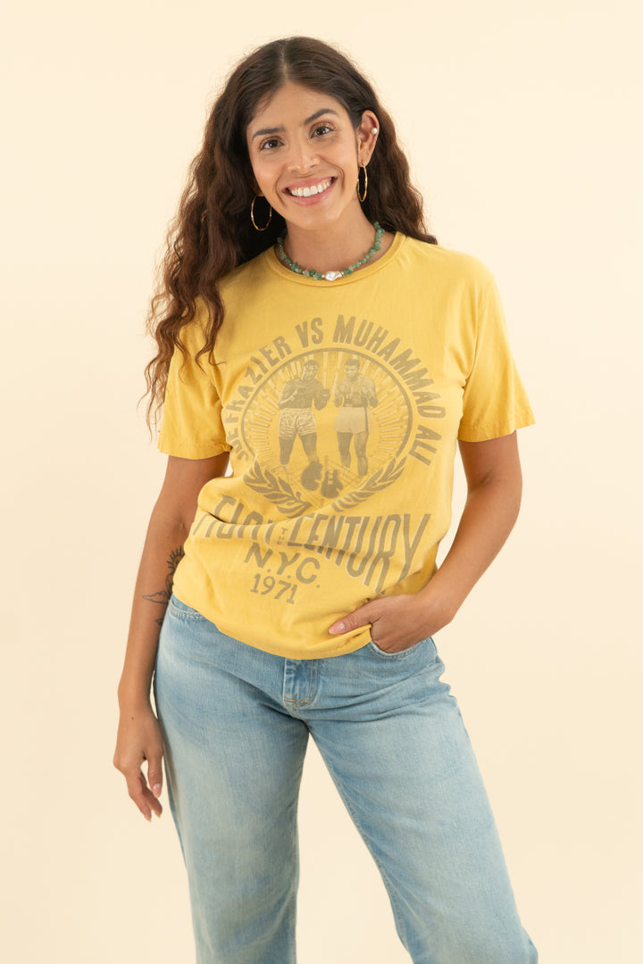 roots of fight mustard yellow "fight of the century" graphic tee (s)