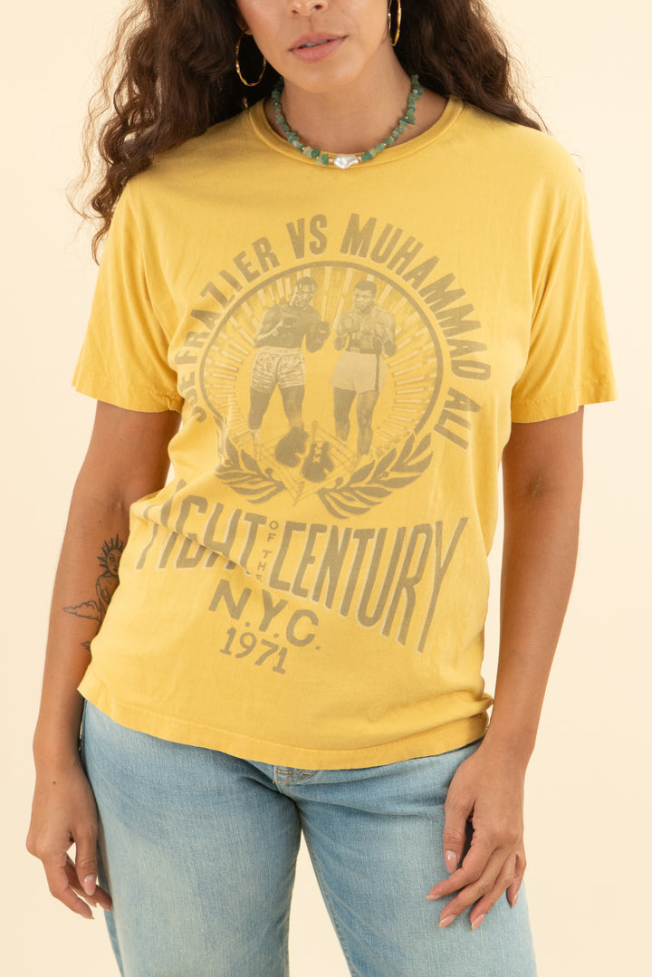 roots of fight mustard yellow "fight of the century" graphic tee (s)