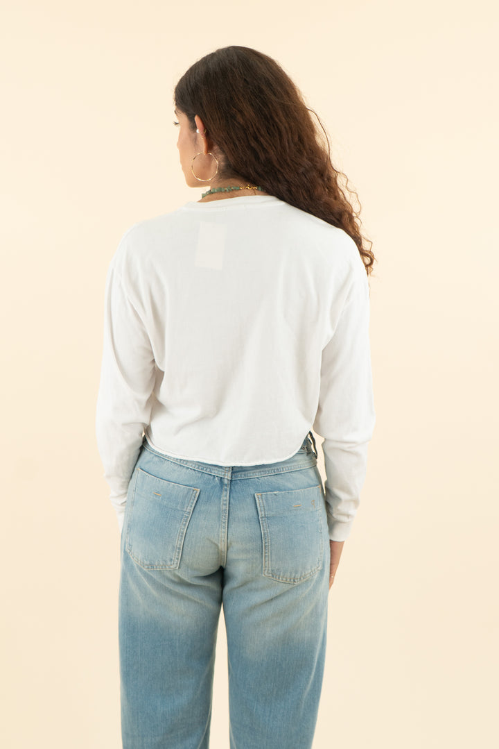 AUCTION john galt white "malibu" long sleeve top (s)
