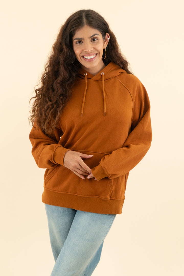 divided rust brown hoodie (m)