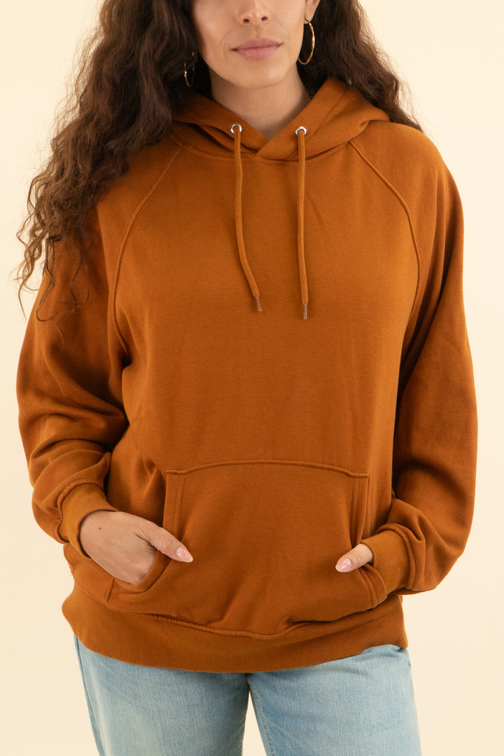 divided rust brown hoodie (m)