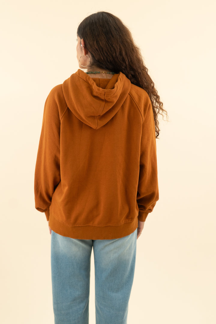 divided rust brown hoodie (m)