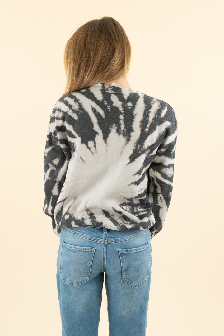 AUCTION made worn charcoal grey tie dye guns n' roses graphic crew neck sweatshirt (s)