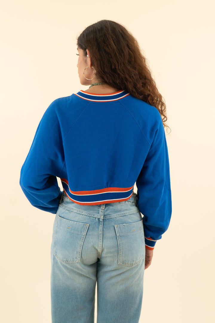 AUCTION dolce and gabbana blue varsity crop sweatshirt (40/ US4)