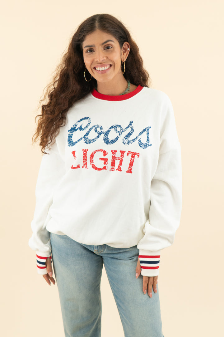 AUCTION the laundry room white coors light retro crewneck sweatshirt nwt (s)