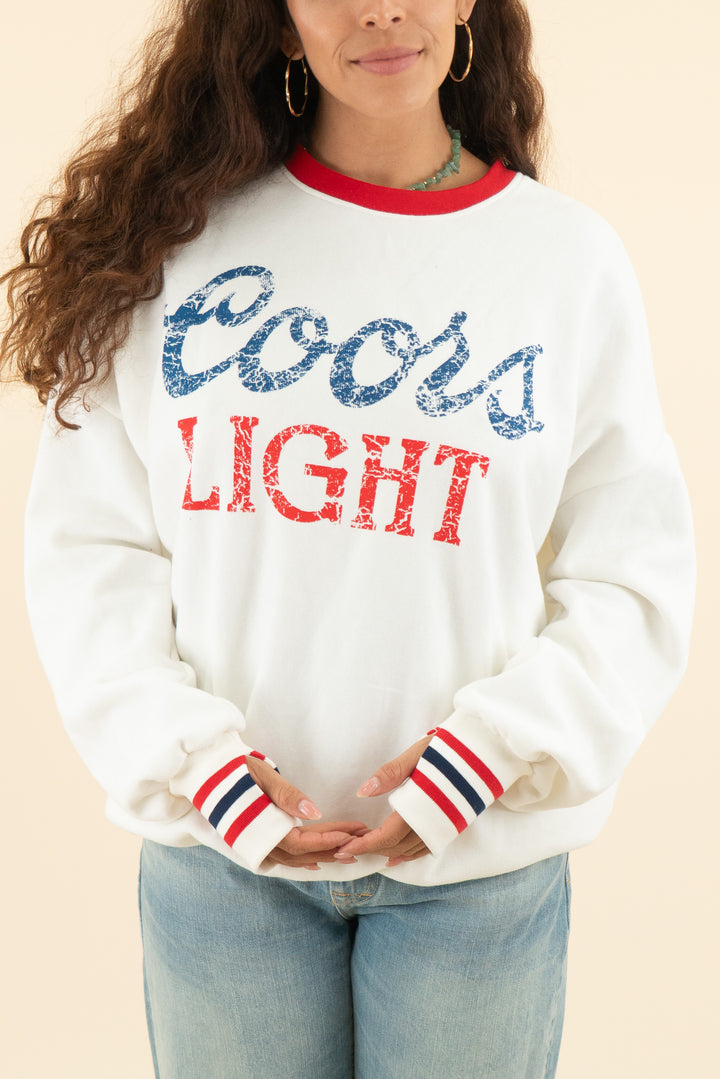 AUCTION the laundry room white coors light retro crewneck sweatshirt nwt (s)