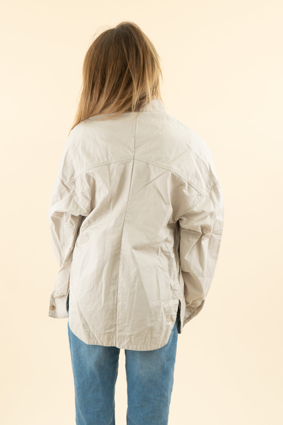 beige canvas oversize utility jacket (l; retail $70)