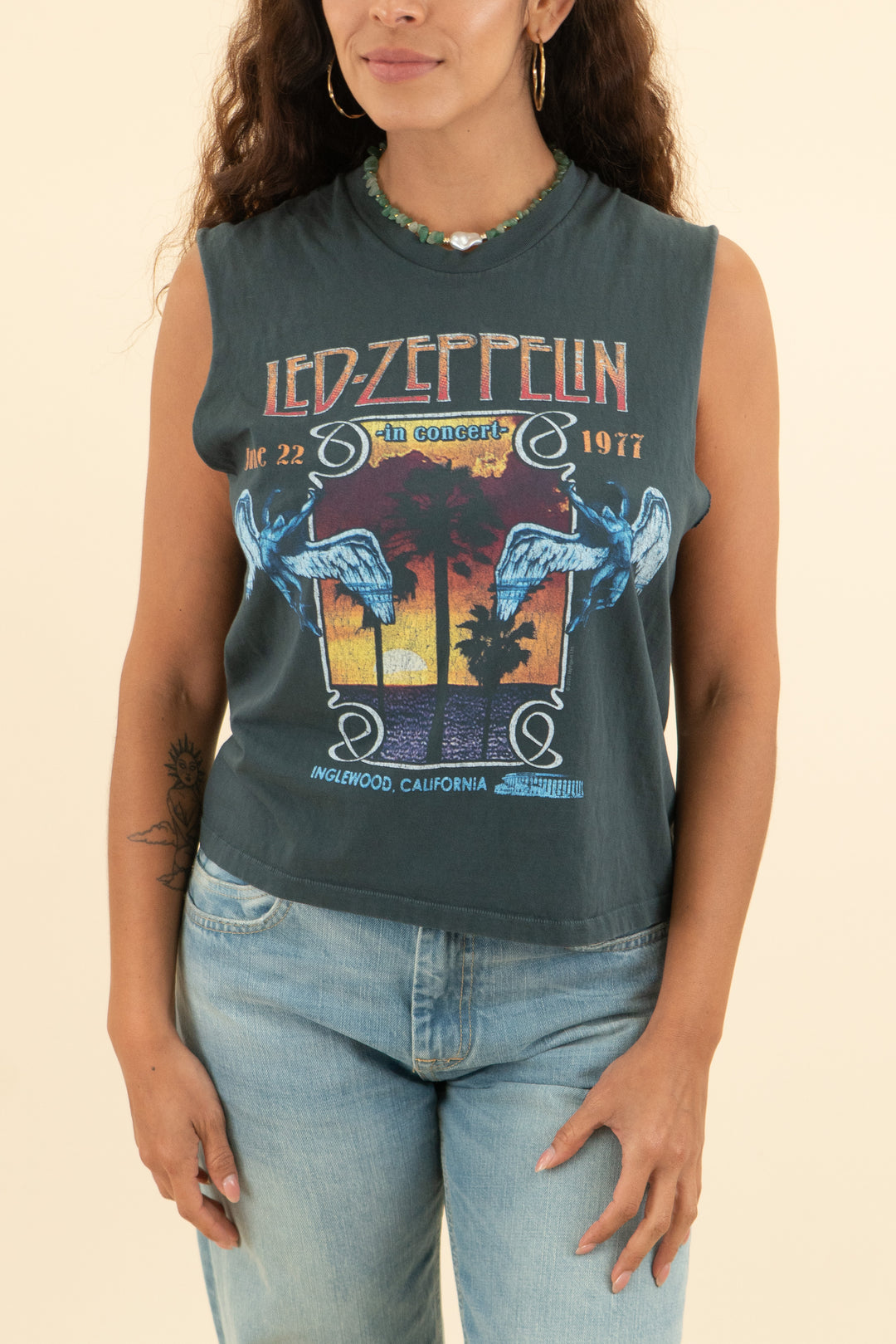 AUCTION daydreamer charcoal grey led zeppelin concert cut off tank (s)