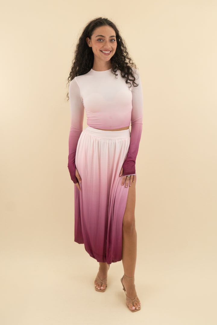 afrm mauve ombre skirt and top set NWT (xs; retail $166)
