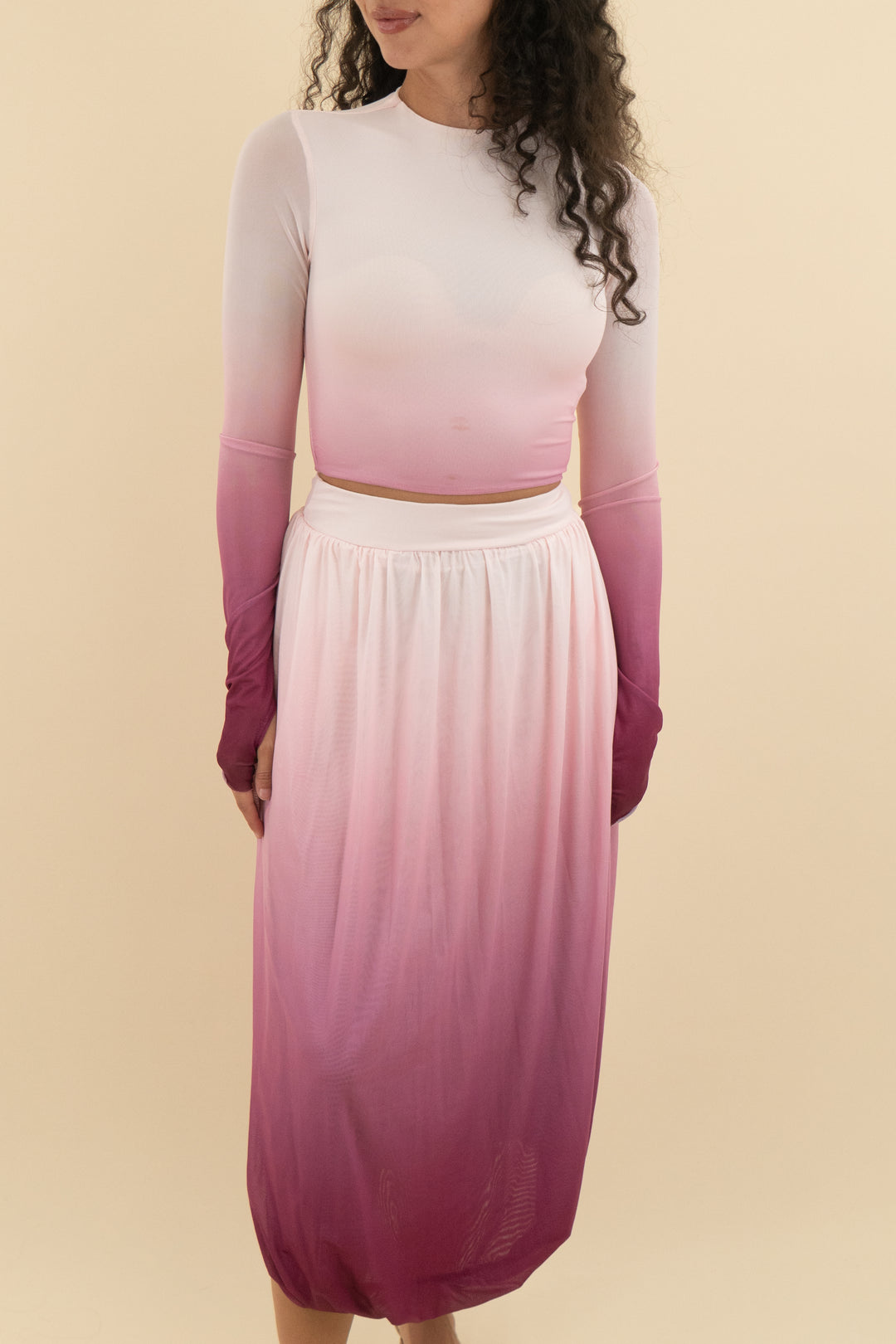 afrm mauve ombre skirt and top set NWT (xs; retail $166)