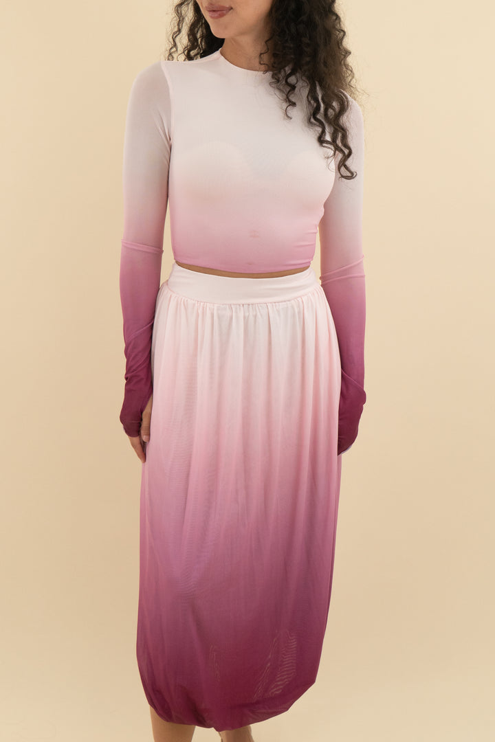 afrm mauve ombre skirt and top set NWT (xs; retail $166)