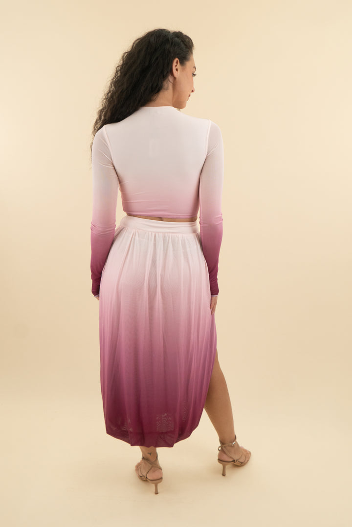 afrm mauve ombre skirt and top set NWT (xs; retail $166)