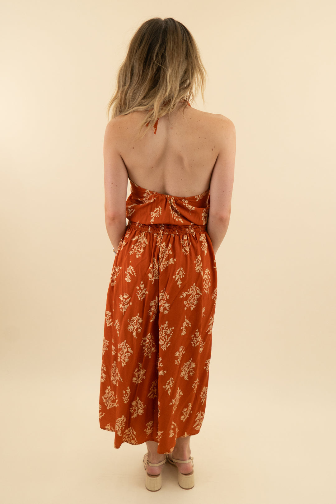 cupshe orange halter dress (xs; retail $79)