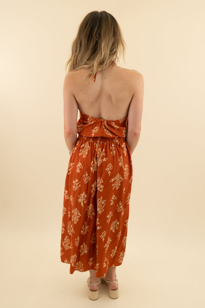 cupshe orange halter dress (xs; retail $79)
