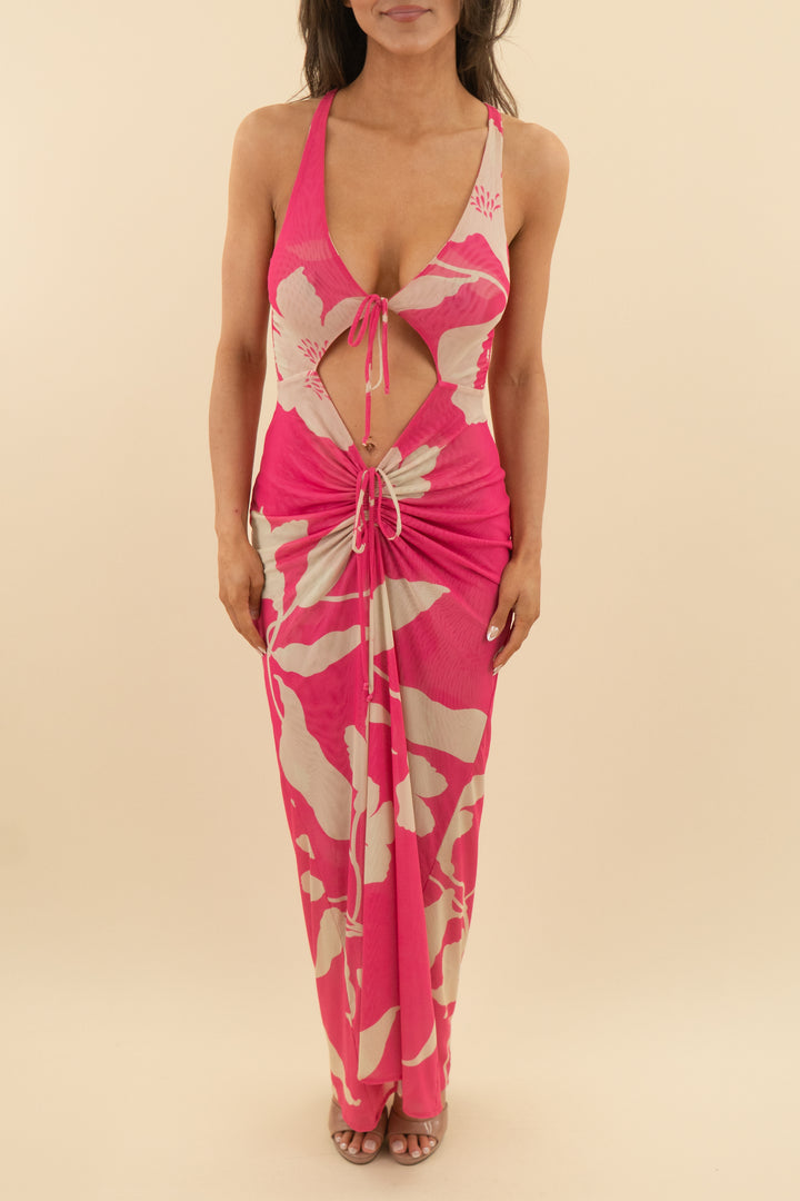 resa pink floral maxi dress (xs; retail $189)