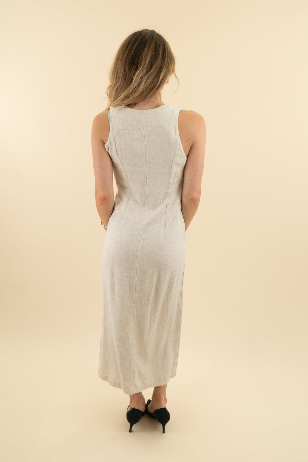 kittenish taupe linen dress (xs; retail $98)