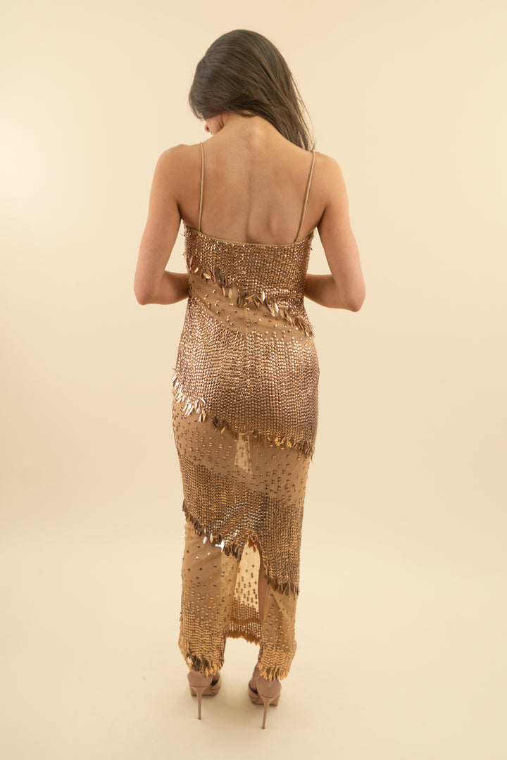 retrofete gold mesh dress (xs, retail $1098)
