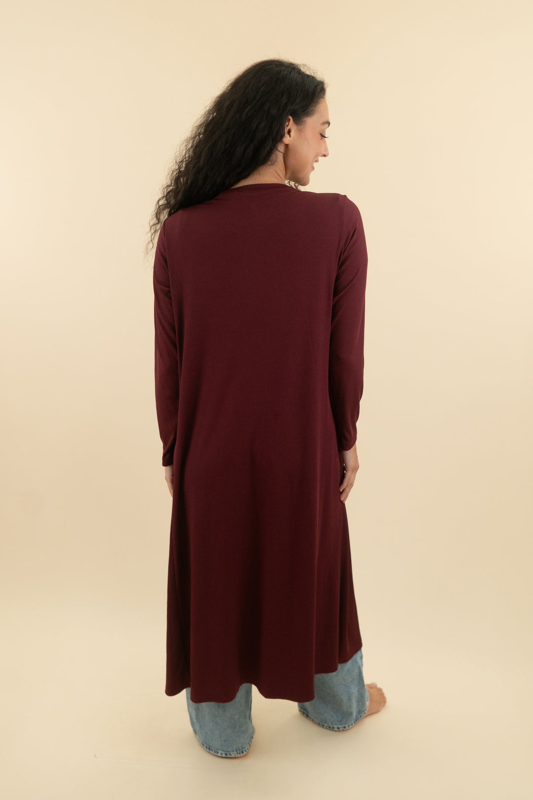 ekouaer maroon ribbed cardigan (s; retail $26)