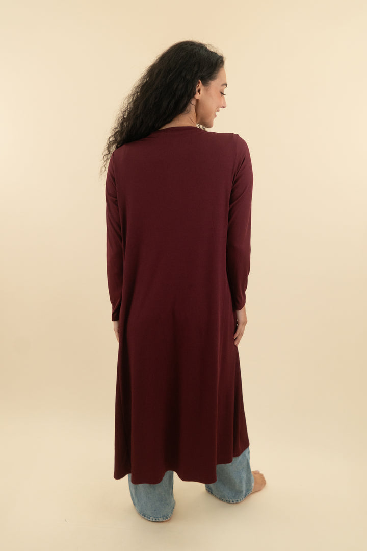 ekouaer maroon ribbed cardigan (s; retail $26)