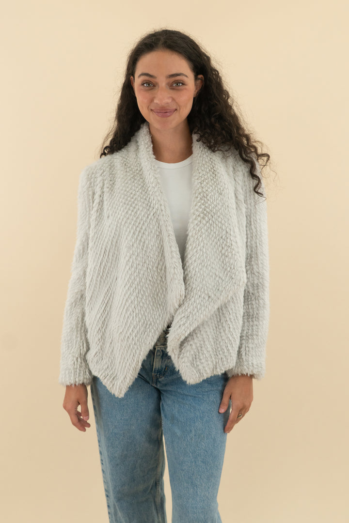bardot light grey fur jacket (xs; retail $240)
