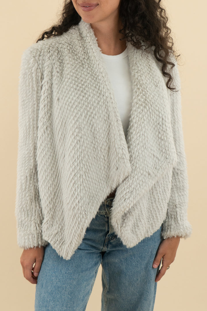 bardot light grey fur jacket (xs; retail $240)