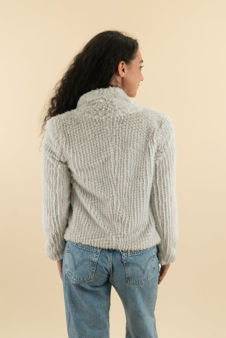 bardot light grey fur jacket (xs; retail $240)