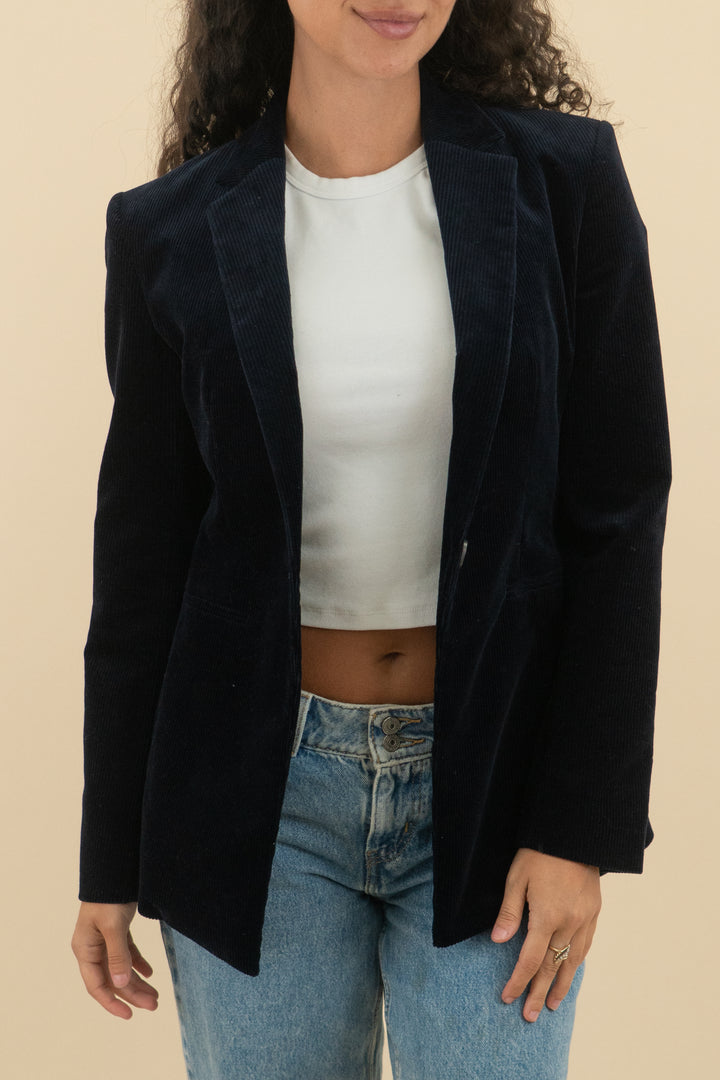Theory navy corduroy single breasted blazer nwt (2; retail $495)