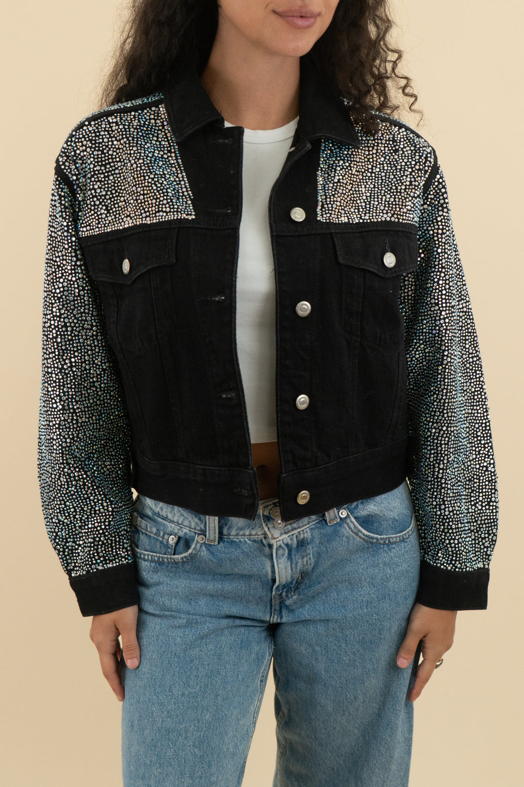 66. topshop moto black rhinestone jacket (2; retail $150)