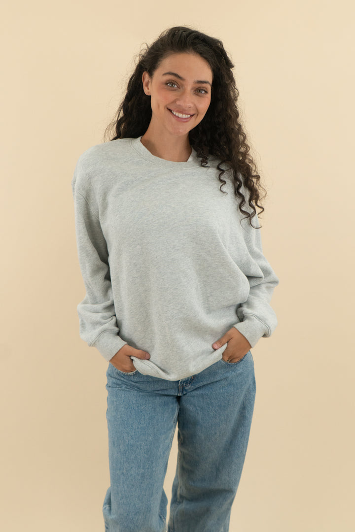 mate light grey oversized crewneck sweatshirt (xs; retail $40)
