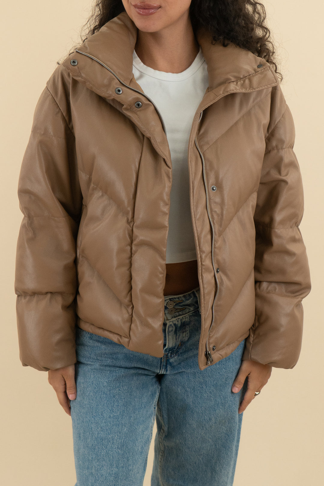 wilfred mocha puffer coat (xs; retail $250)