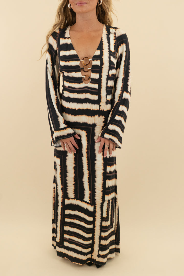 seven wonders brown and cream maxi (xs; retail $140)