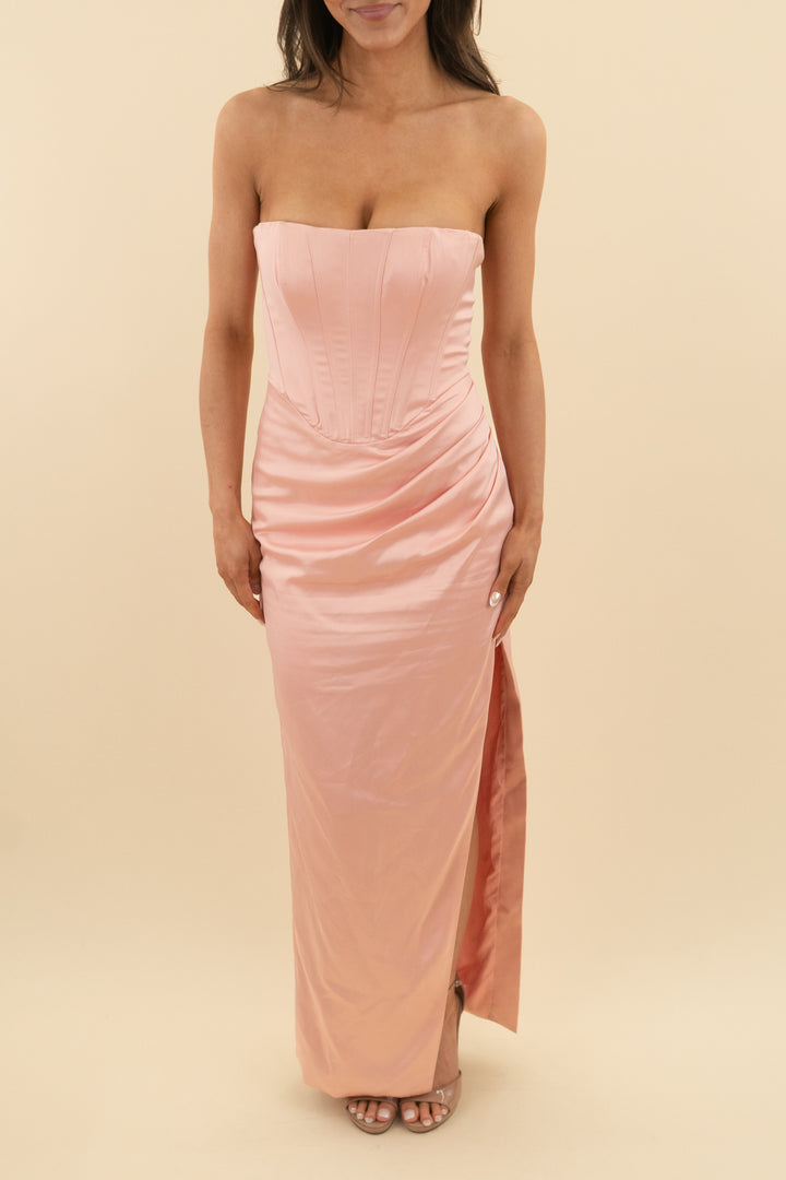 bardot light pink strapless maxi dress (xs; retail $179)