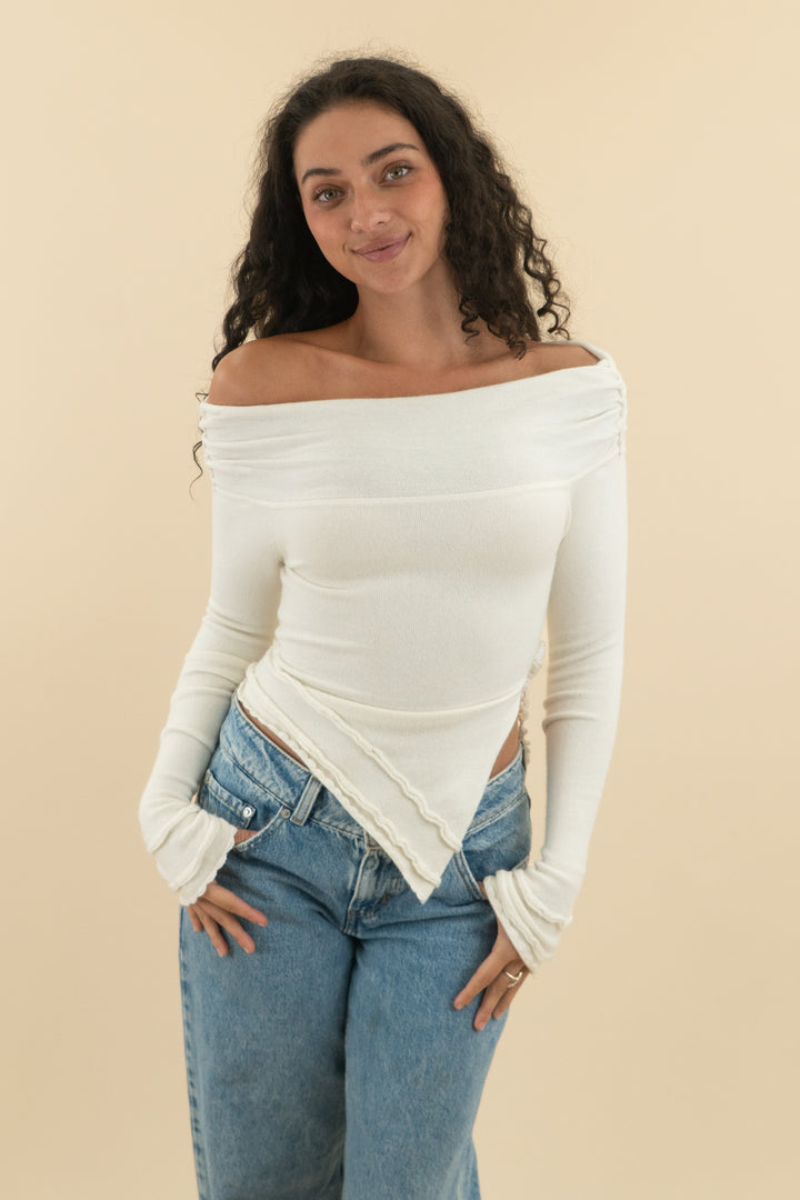 guzio white sweater top (xs; retail $178)
