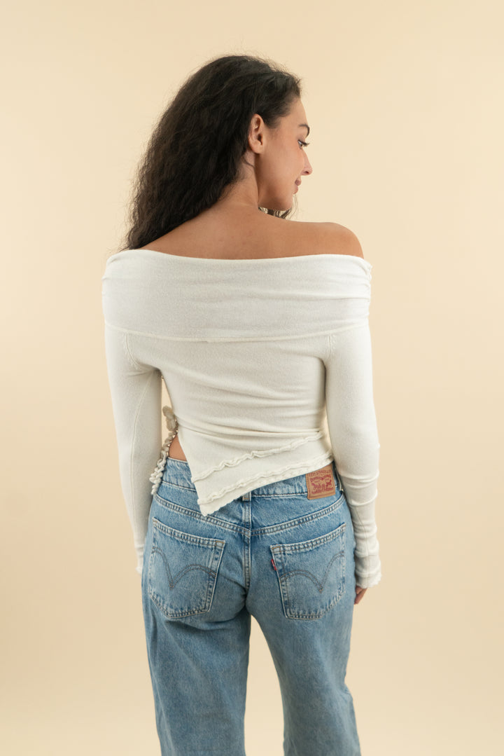 guzio white sweater top (xs; retail $178)
