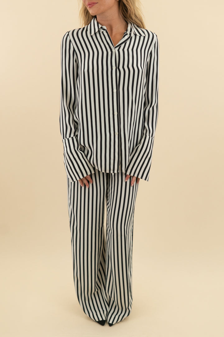 frame black and white stripe pant set (xs; retail $548)