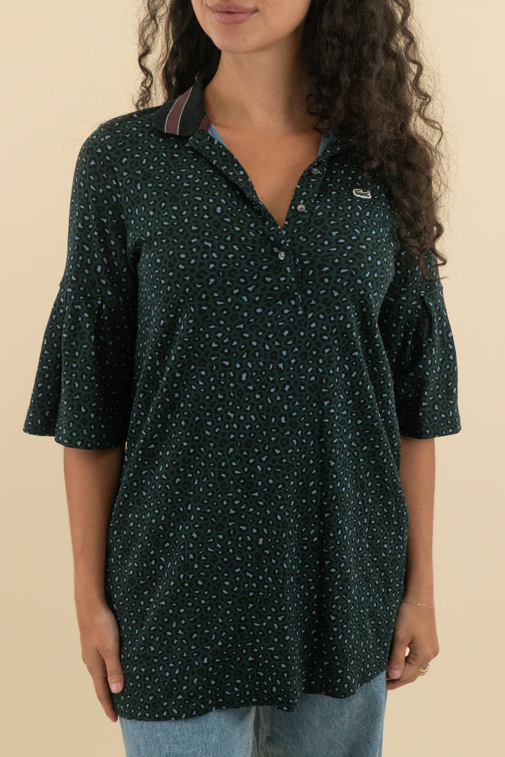 lacoste cheetah print polo (xs; retail $100)