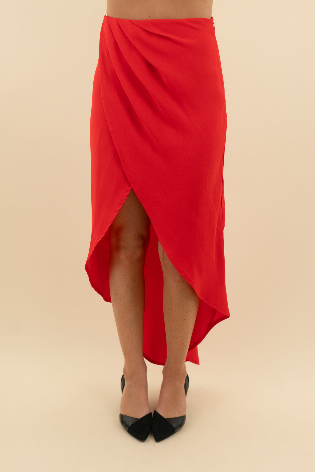 superdown red high low skirt (xs; retail $72)