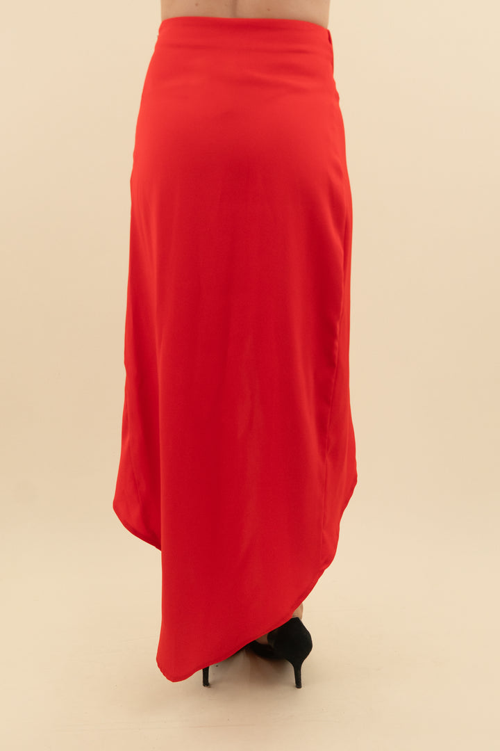 superdown red high low skirt (xs; retail $72)
