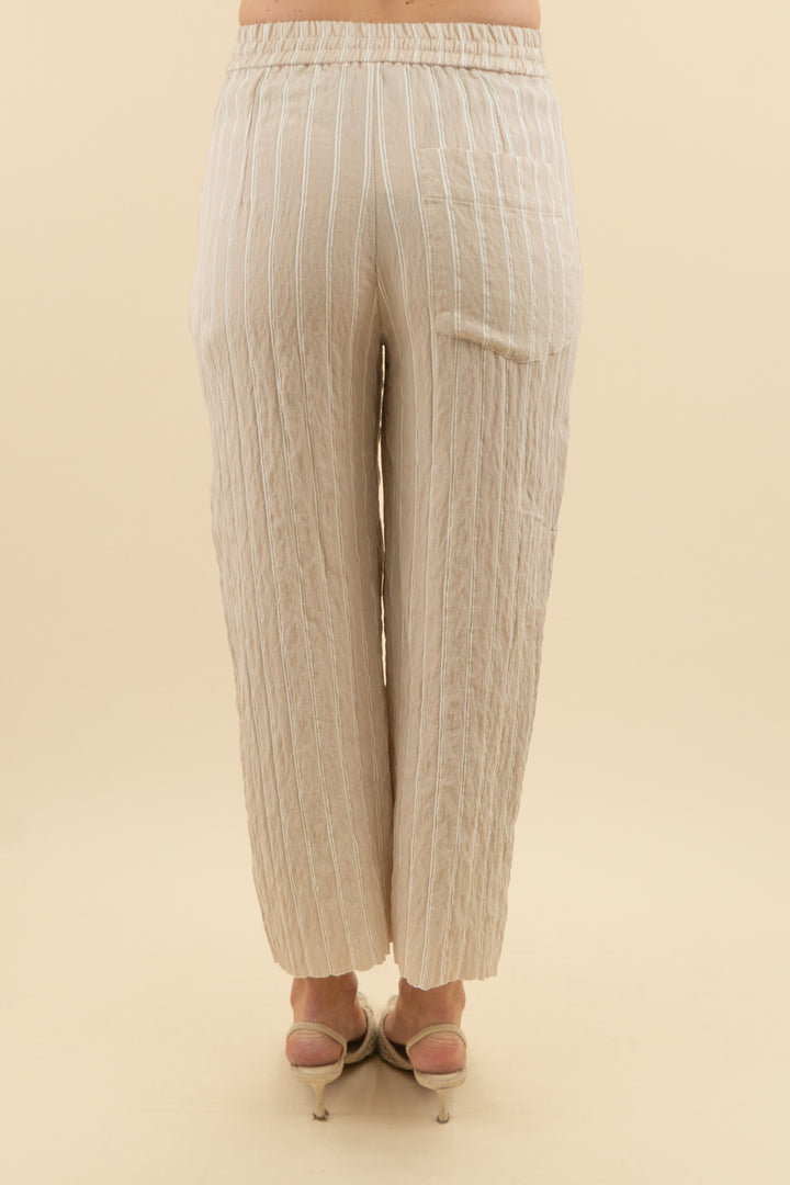 zara beige and white striped pants (xs; retail $49)