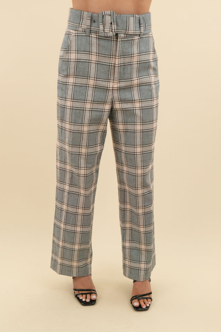 joie plaid straight leg trouser (xs; retail $128)