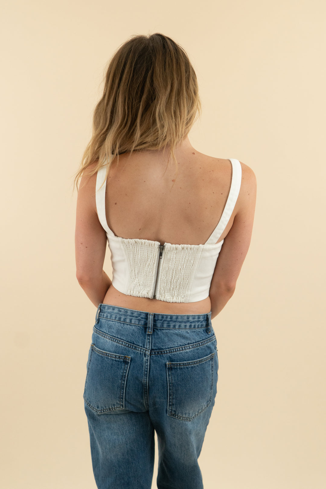 alice and olivia white denim top NWT (2; retail $275)