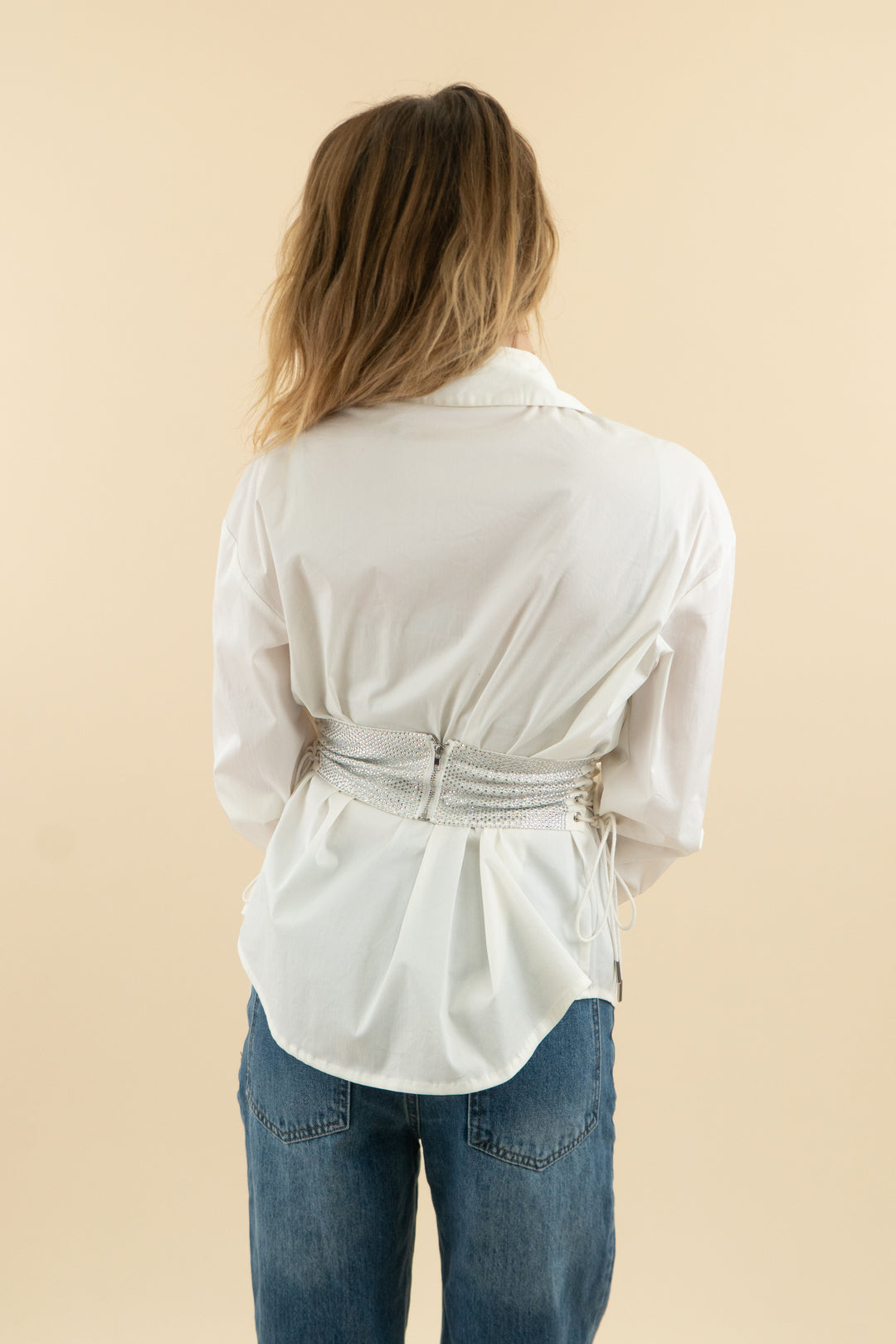 akira white rhinestone top (s; retail $59)