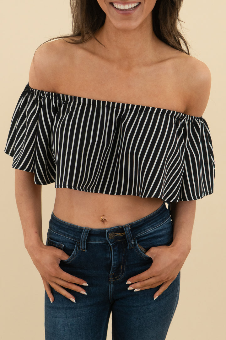 69. house of harlow black and white striped top (xs; retail $145)