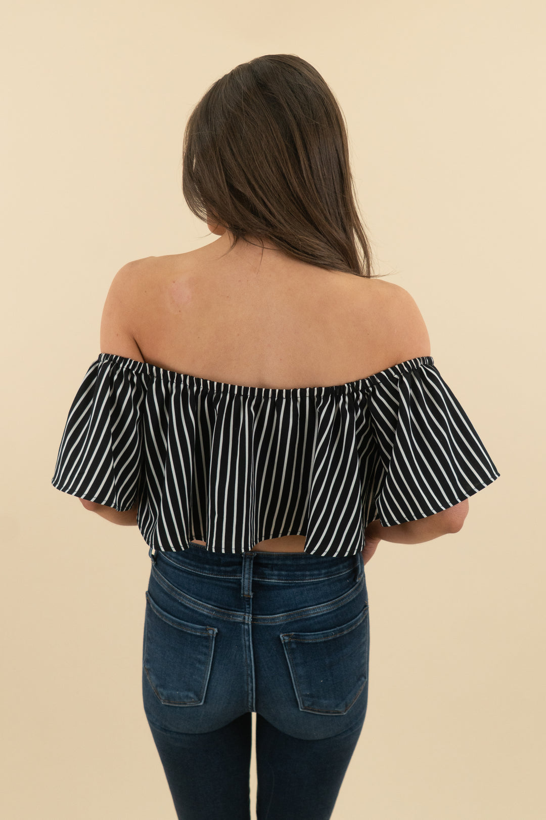 69. house of harlow black and white striped top (xs; retail $145)