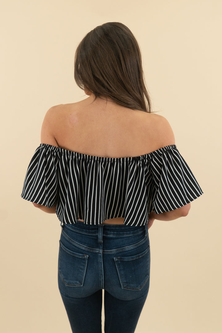 69. house of harlow black and white striped top (xs; retail $145)