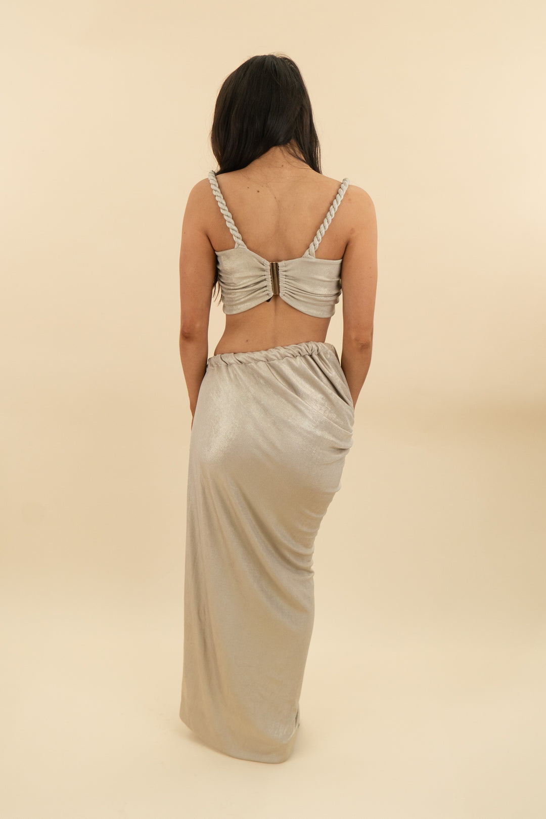 *AUCTION* melani champagne gold top and skirt set (xs)