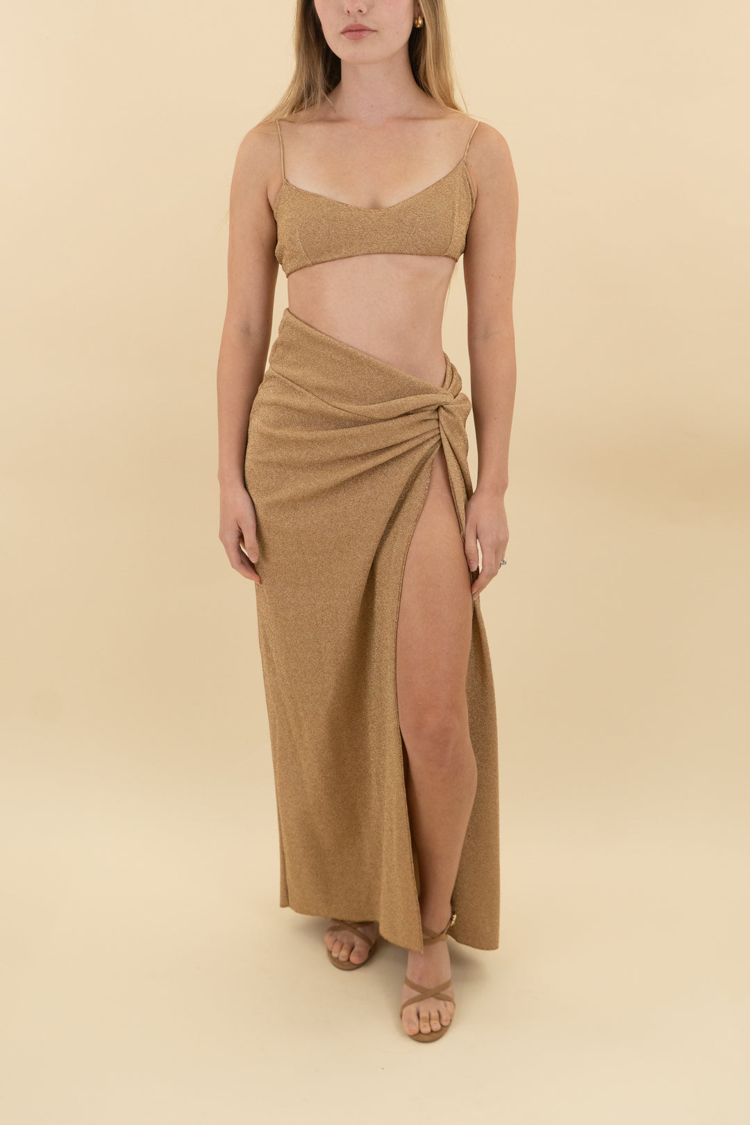 *AUCTION* devon windsor gold metallic 3pc swim set (xs/s)