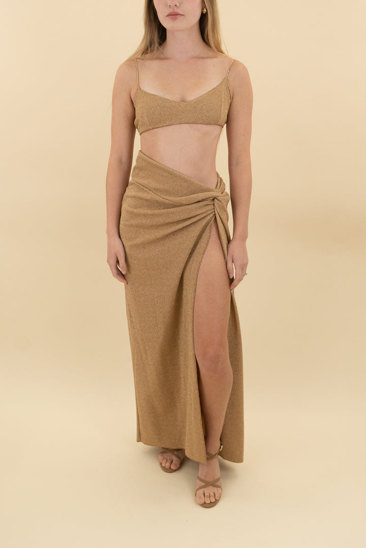 *AUCTION* devon windsor gold metallic 3pc swim set (xs/s)