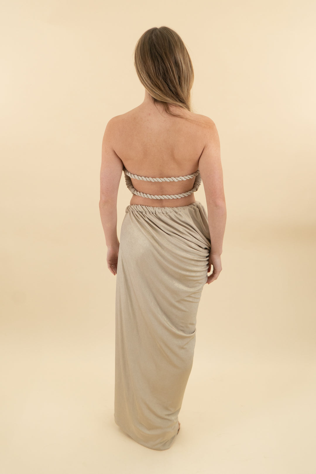 mélani ivory metallic top and skirt set nwt (s; retail $279)